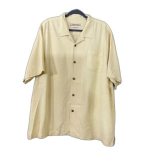 Tommy Bahama silk shirt Men’s 2XL Yellow Hawaiian camp pocket original fit